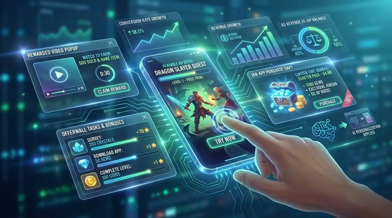 Mobile game playable ads monetization 2026 — interactive ad revenue trends