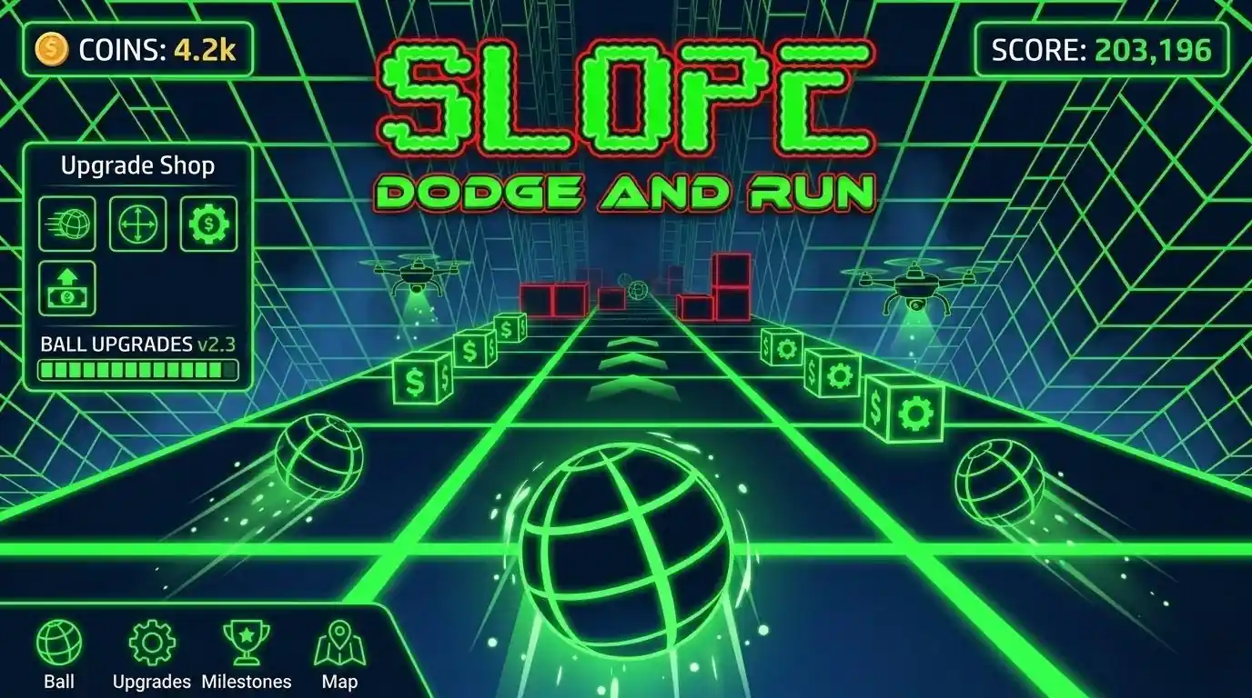 Slope free browser game screenshot — endless runner online game 2026, no download