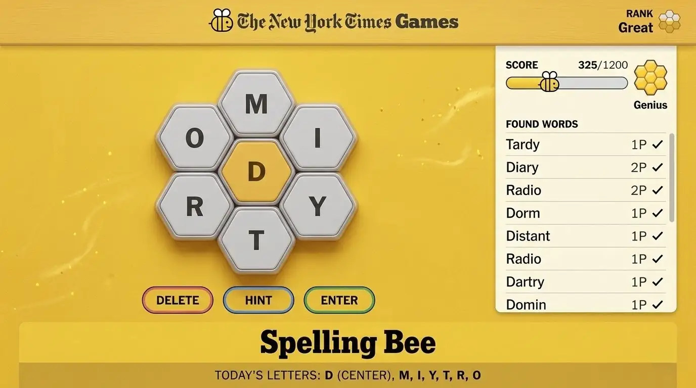 Spelling Bee word game screenshot — vocabulary building brain training puzzle 2026