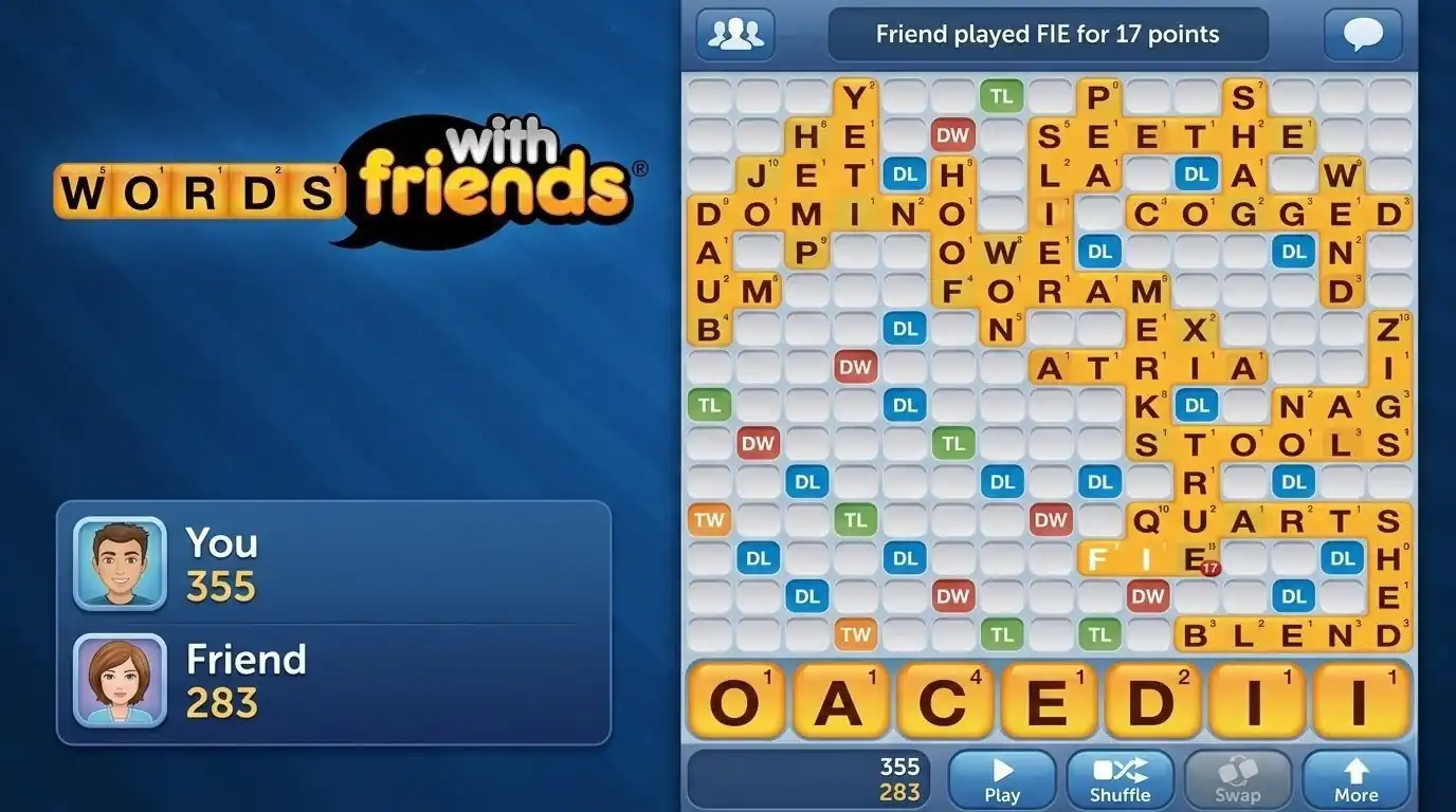 Words With Friends Scrabble online screenshot — multiplayer word game brain training 2026