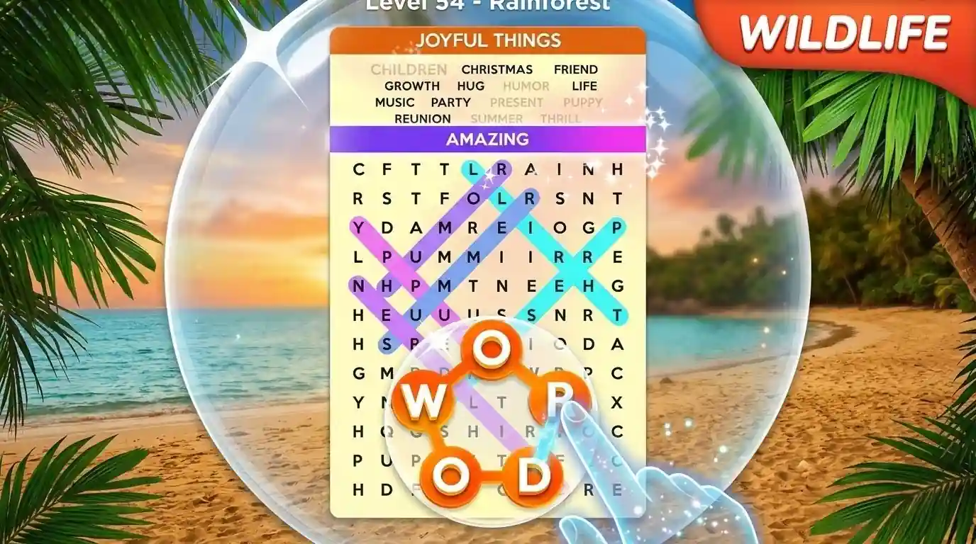 Wordscapes free word game screenshot — crossword-style brain training puzzle 2026