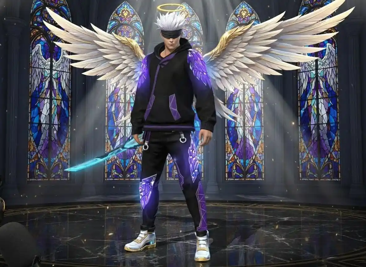 Angelic Bundle Free Fire dress screenshot — epic Diamond Royale outfit 2026