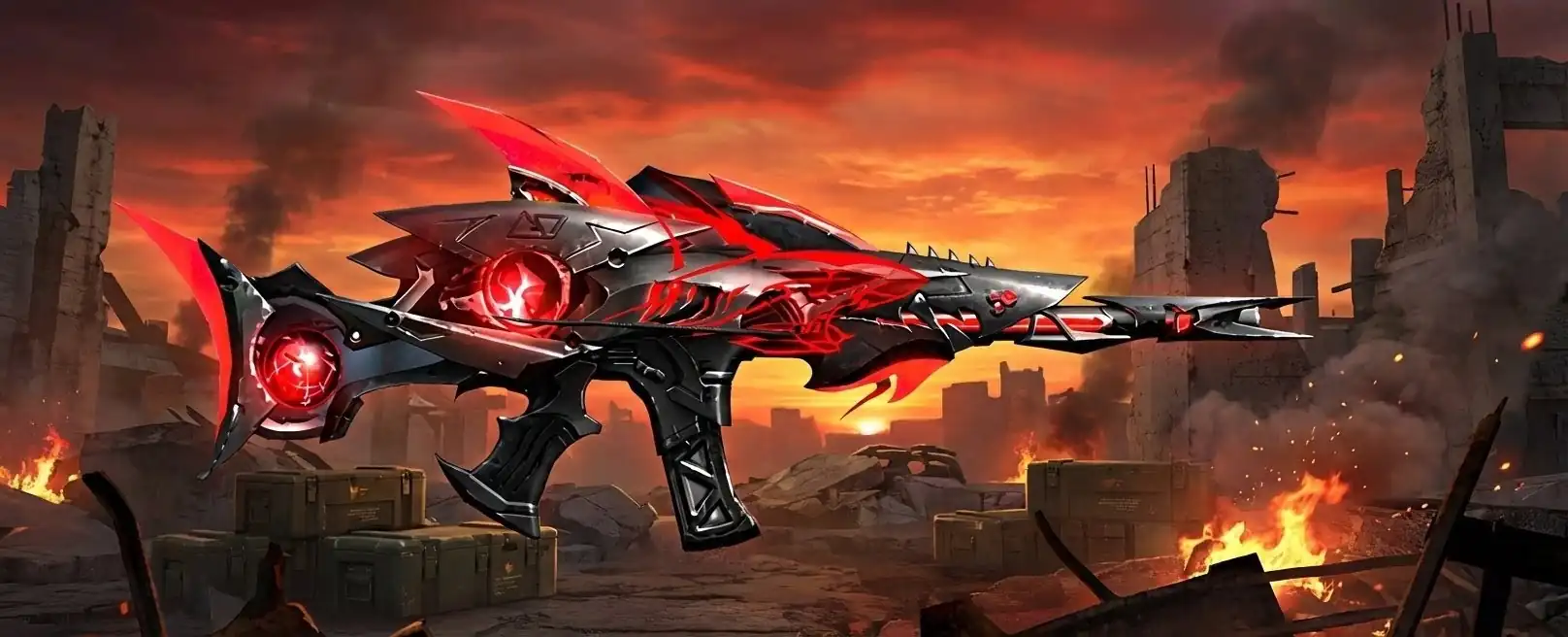 SCAR Megalodon Alpha Free Fire gun skin screenshot — Evo Legendary assault rifle skin 2026