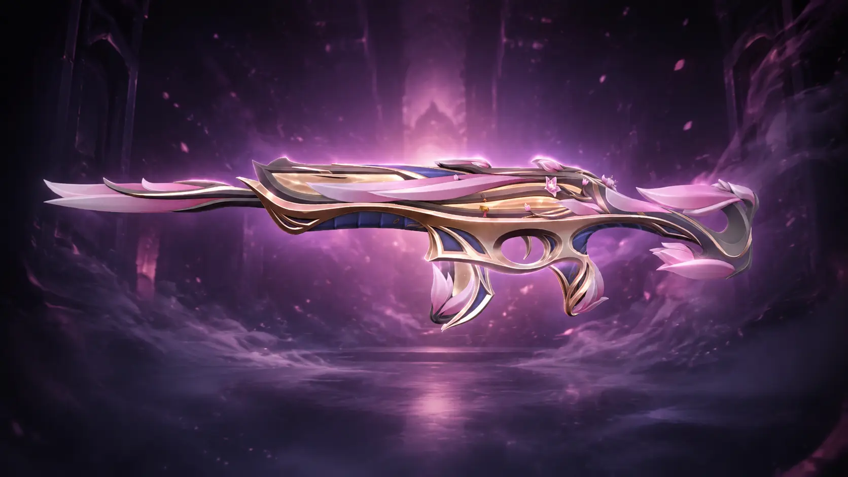 Mystbloom Phantom Valorant skin screenshot — pink floral exclusive weapon skin 2026