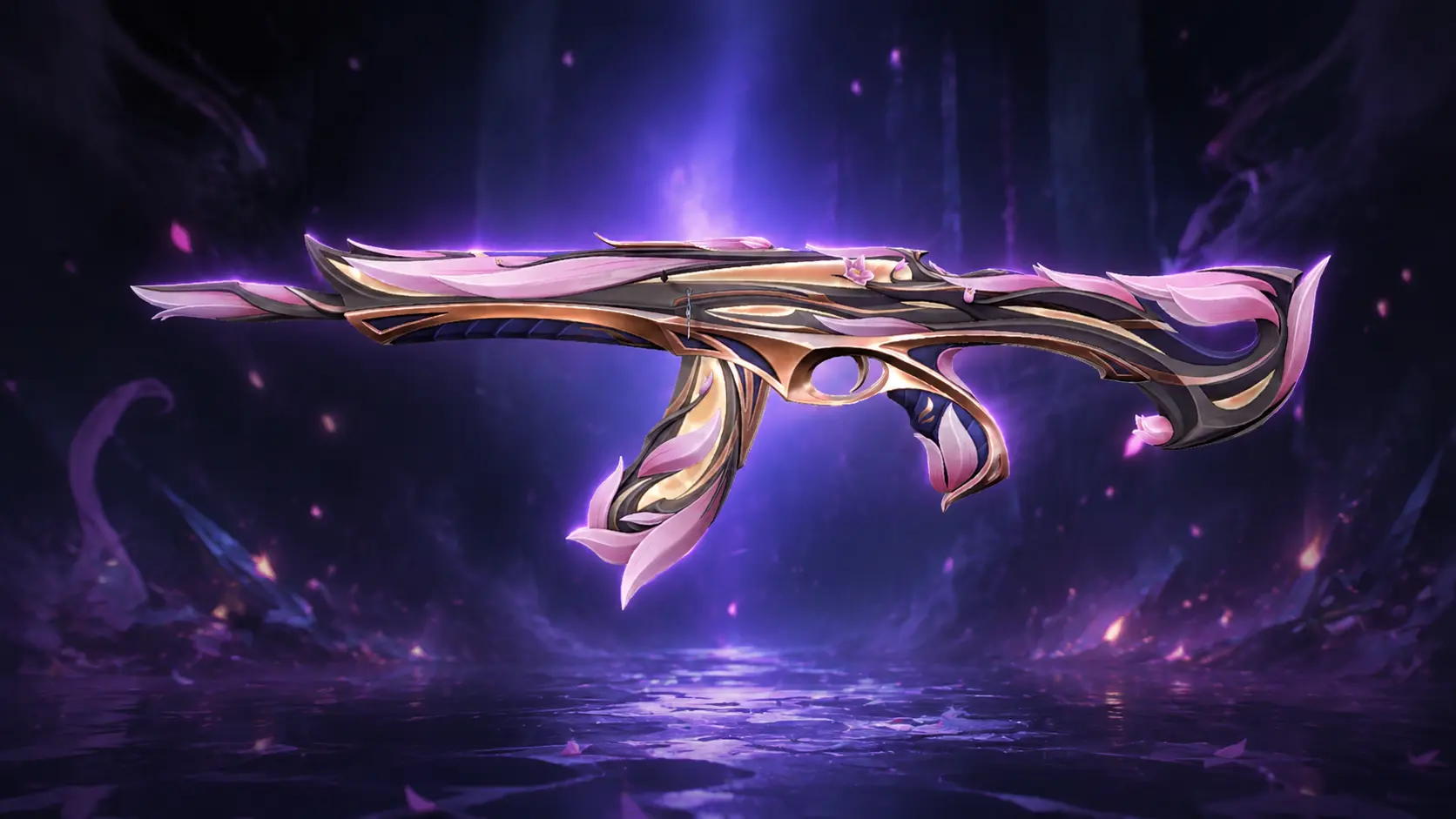 Mystbloom Vandal Valorant skin screenshot — pink floral exclusive weapon skin 2026